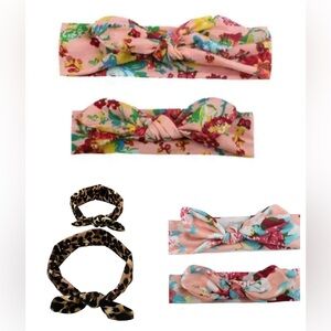6 piece Mother & Baby Children Turban matching Hair Band